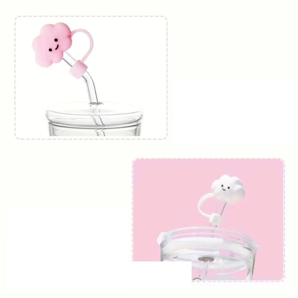 โ Reusable Silicone Cloud Straw Topper Covers - Set of 5 - Picture 4 of 8